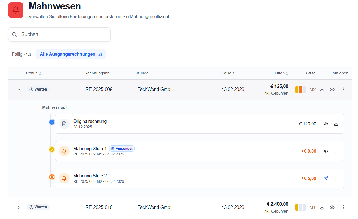 Automatisches Mahnwesen